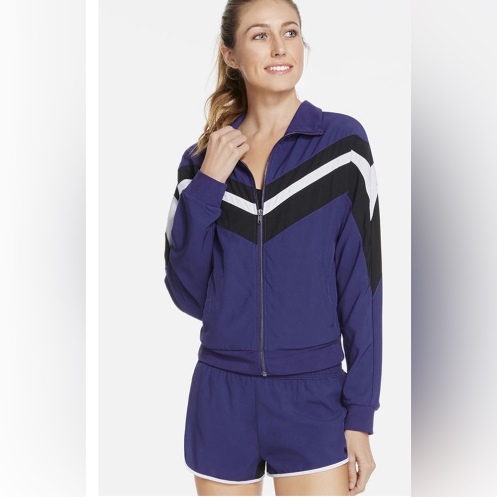 Fabletics Jacket Womens Bright Blue/purple Track Jacket Running Size XSmall